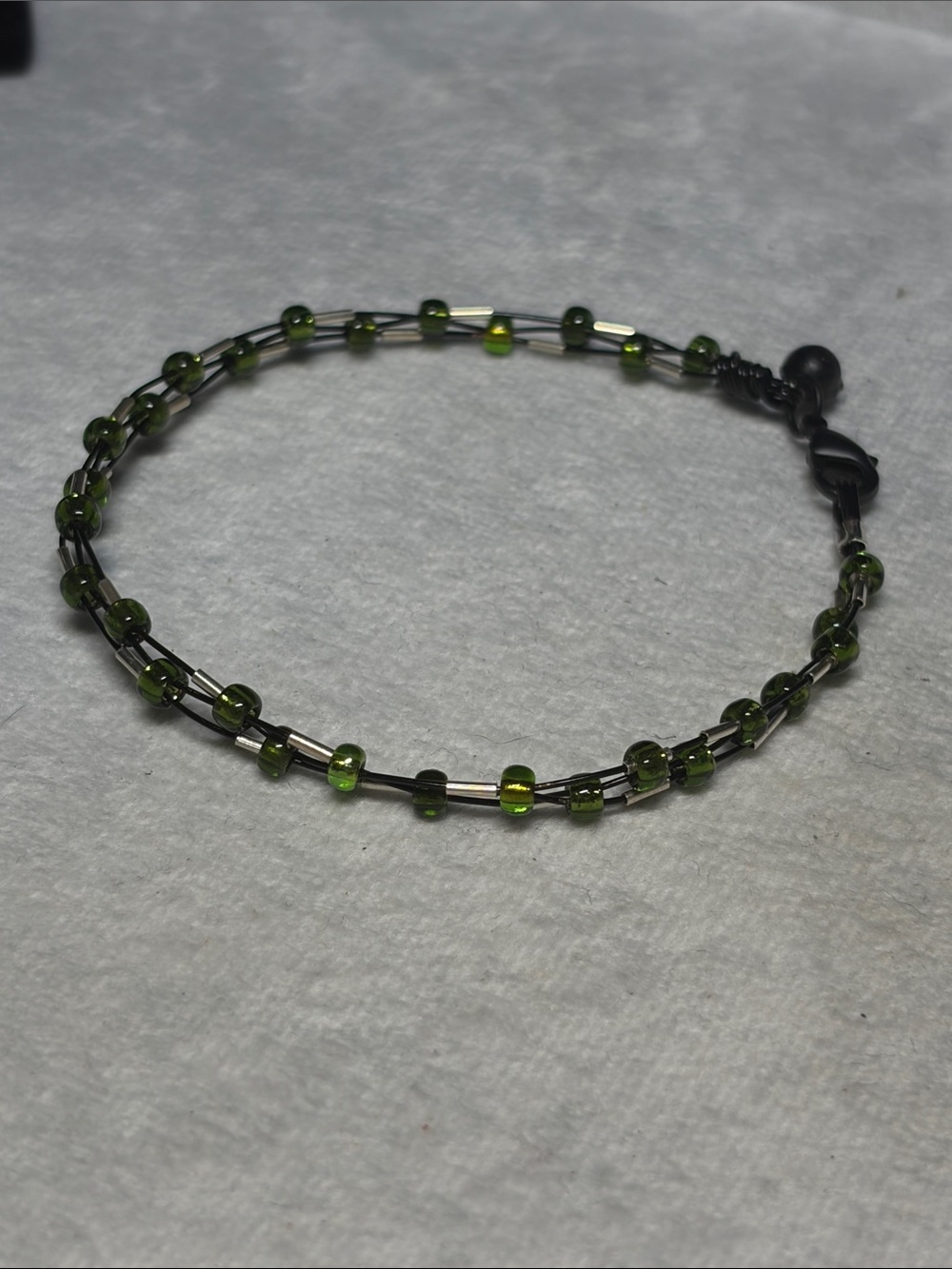 Delicate Green Beaded Double-Strand Bracelet